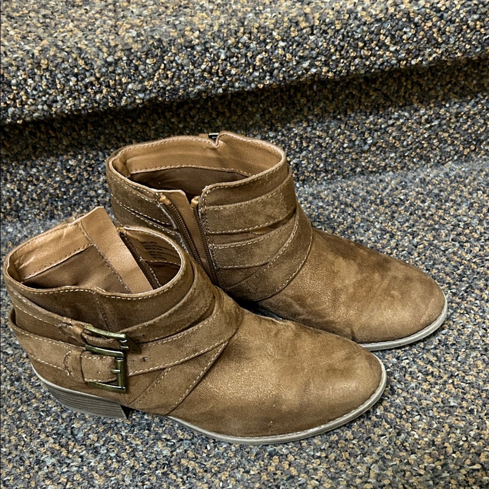 Brown Ankle Boots with Buckle Detail